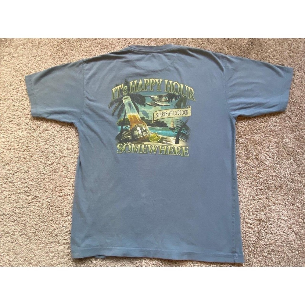 Newport Blue T Shirt Large It's Happy Hour Somewhere Starts At 5 O'clock s2